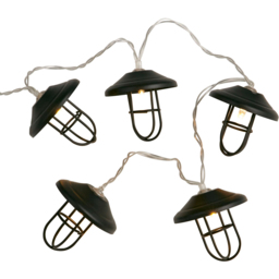 Lighting Collection IP44 Harbor Cage Solar LED Outdoor String Light - thumbnail 2