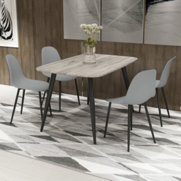 Core Products Aspen Grey Oak 4 Seater Rectangle and Curve Dining Set