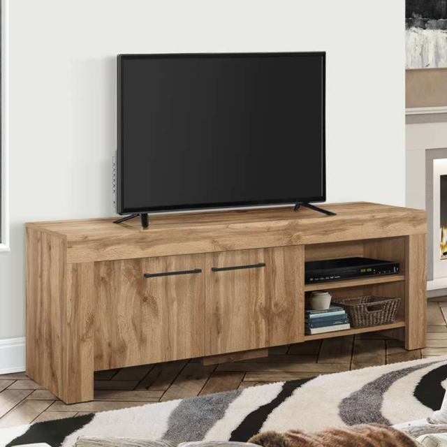 Compton 2 Door 2 Shelf Oak TV Unit - image 1