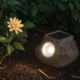 Lighting Collection Rockwell Solar LED Outdoor Rock Lights - thumbnail 2