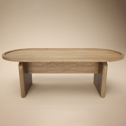 SOLACE+CO Varm Oak Ribbed Wooden Oval Coffee Table - thumbnail 3