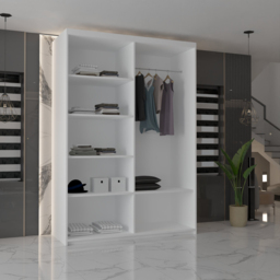 M N Furniture Modern Gala 2 Door White Mirrored Sliding Wardrobe 100cm - thumbnail 3