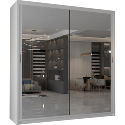 M N Furniture Modern Gala 2 Door White Mirrored Sliding Wardrobe 100cm - thumbnail 2