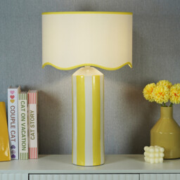 Bridie Stripe Table Lamp Yellow
