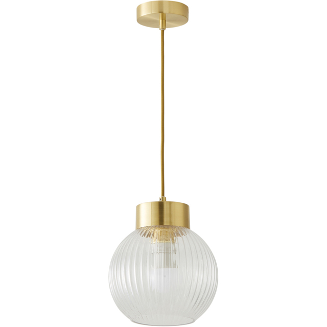 ValueLights Maddison Ribbed Glass Brushed Gold Ceiling Light - image 1