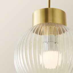 ValueLights Maddison Ribbed Glass Brushed Gold Ceiling Light - thumbnail 3