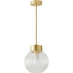 ValueLights Maddison Ribbed Glass Brushed Gold Ceiling Light