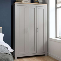 Highgate 3 Door Grey and Oak Wardrobe - thumbnail 1