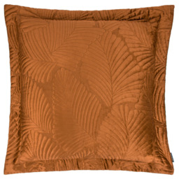 Paoletti Palmeria Rust Quilted Velvet Cushion - thumbnail 1
