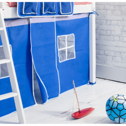 Noa and Nani Ontario White Mid Sleeper Shorty Cabin Bed with Blue Tent - thumbnail 3