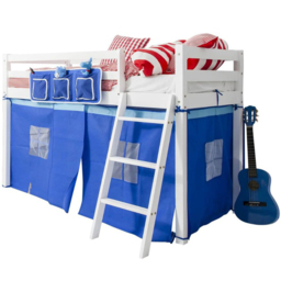 Noa and Nani Ontario White Mid Sleeper Shorty Cabin Bed with Blue Tent - thumbnail 2