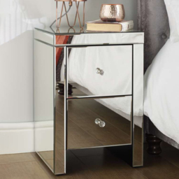Birlea Seville 2 Drawer Mirrored Bedside Table - thumbnail 1