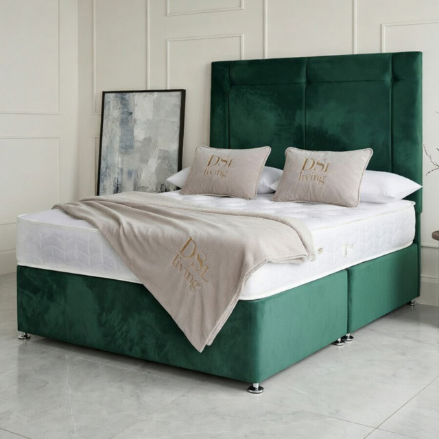 DS Living Kingsley Green Double Plush Divan Bed - image 1