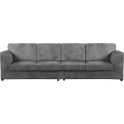 Luxor 4 Seater Grey Jumbo Cord Long Sofa with Full Back - thumbnail 2