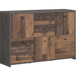 Florence Best 5 Doors 2 Drawers Dark Grey Old-Wood Storage Chest - thumbnail 2