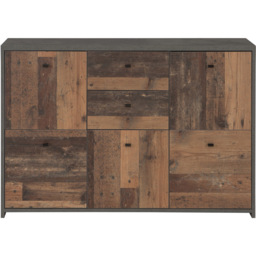 Florence Best 5 Doors 2 Drawers Dark Grey Old-Wood Storage Chest - thumbnail 3