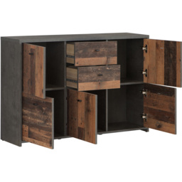 Florence Best 5 Doors 2 Drawers Dark Grey Old-Wood Storage Chest - thumbnail 4