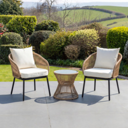 Artemis Home Florent Brown and Cream 2 Seater PE Rattan Bistro Set