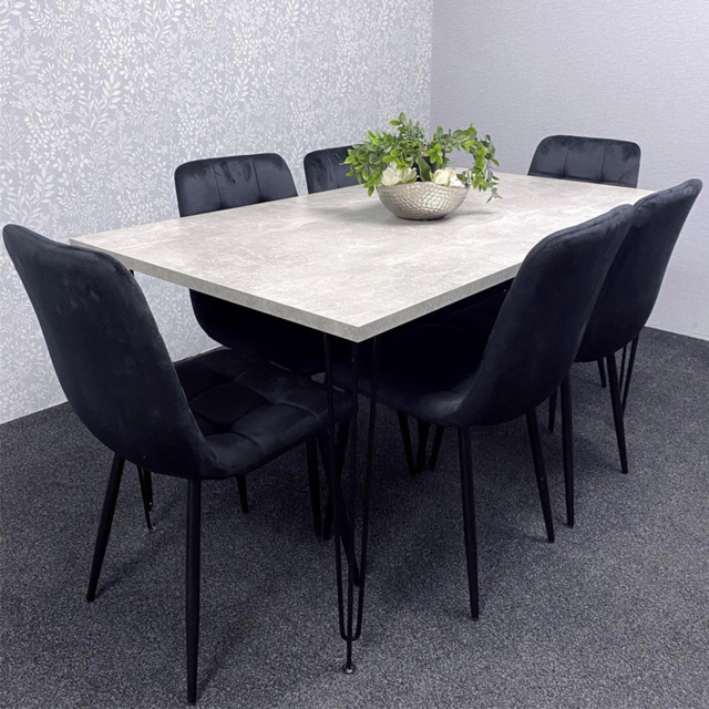 Kosy Koala 6 Seater Grey and Black Dining Table set - image 1
