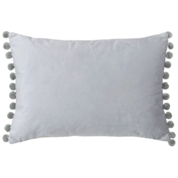 Paoletti Fiesta Dove Silver Pom Pom Velvet Cushion