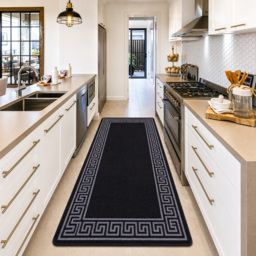 Smart Living Greekey Black and Grey Gel Back Non-Slip Door Mat 67 x 220cm - thumbnail 2