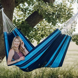 Amazonas Santana Blue Single Premium Traditional Cotton Garden Hammock Only - thumbnail 1