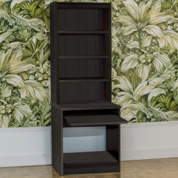 R White Cabinets Black 4 Shelf Printer Desk Stand with Hutch