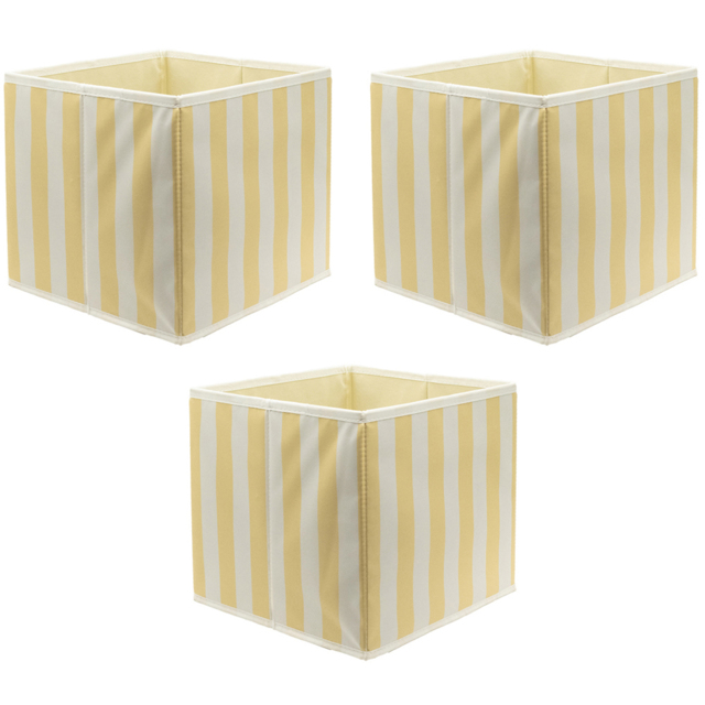 Homebase Striped Yellow Compact Cube Storage Insert 3 Pack - image 1