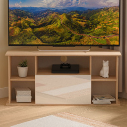 Crowndale Milan White Gloss and Bardolino Oak Single Drawer Corner TV Unit Ready Assembled