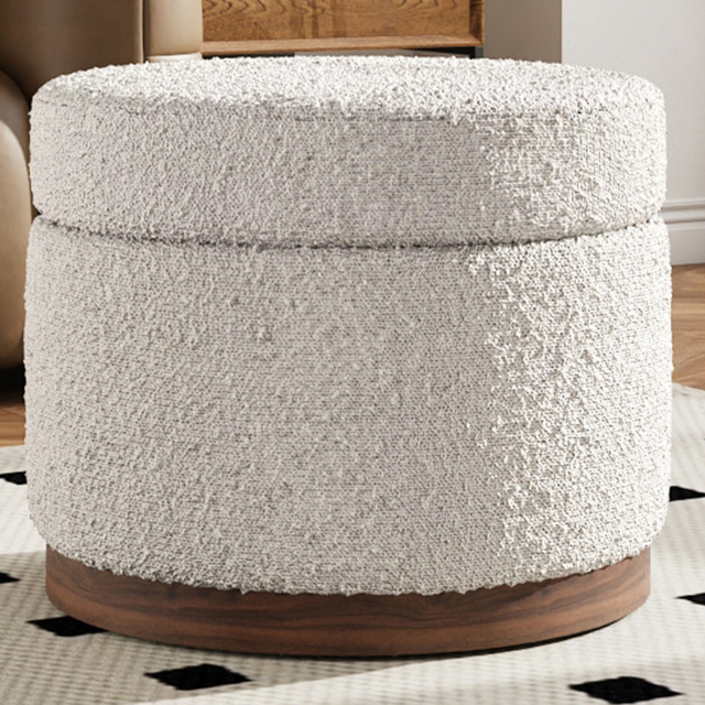 Living and Home Round Ottoman Storage Stool - image 1