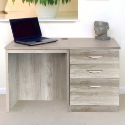 R White Cabinets SET-02-IN-GN Single Door 2 Drawer Filing Desk Grey