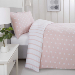 Rapport Home So Soft Spots and Stripes King Size Blush Brushed Microfibre Duvet Set