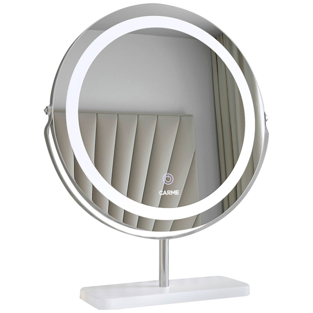 CARME Home Ava Silver Marble Touch Sensor LED Light Mirror - image 1