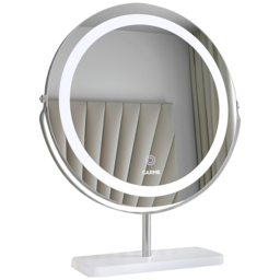CARME Home Ava Silver Marble Touch Sensor LED Light Mirror