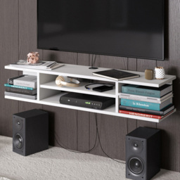 Decorotika Pivot 4 Shelf White Floating TV Unit - thumbnail 1