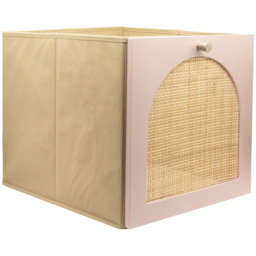 Homebase Timber Fronted Dusky Pink Rattan Cube Storage Insert 2 Pack - thumbnail 4