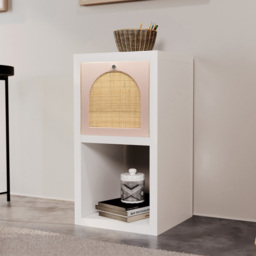 Homebase Timber Fronted Dusky Pink Rattan Cube Storage Insert 2 Pack - thumbnail 2