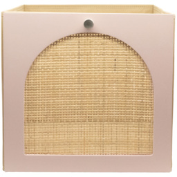 Homebase Timber Fronted Dusky Pink Rattan Cube Storage Insert 2 Pack - thumbnail 3