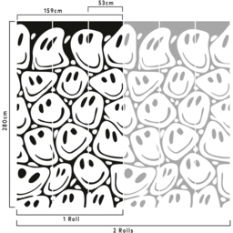 Grandeco Black and White Smiley Winky Faces Textured 3 Panel Wall Mural - thumbnail 4