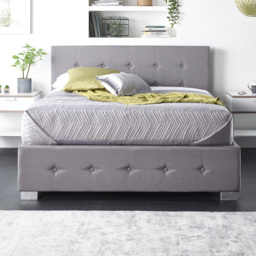 Aspire Double Grey Linen Side Opening Ottoman Storage - thumbnail 2