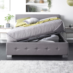 Aspire Double Grey Linen Side Opening Ottoman Storage - thumbnail 4
