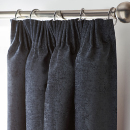 Alan Symonds Chenille Blackout Pencil Pleat Curtains Charcoal 229cm x 183cm - thumbnail 2