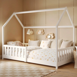 Flair Explorer White Single Playhouse Bed Frame with Rails - thumbnail 1