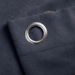 Alan Symonds Velvet Chenille Ring Top Eyelet Curtains Navy 142 x 183cm - thumbnail 2