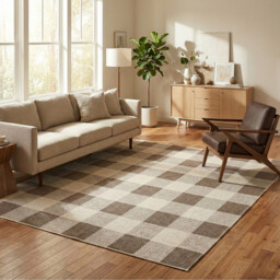 Azura Check Rug Brown 160cm - thumbnail 2