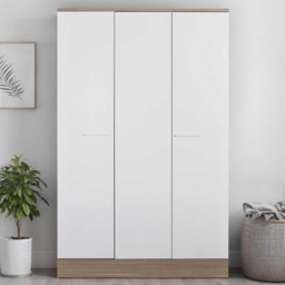 FWStyle White 3 Door Single Drawer Triple Wardrobe - thumbnail 1