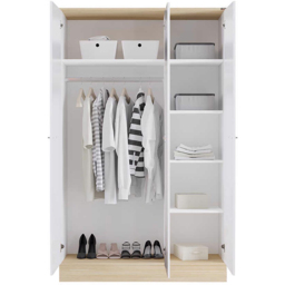 FWStyle White 3 Door Single Drawer Triple Wardrobe - thumbnail 4