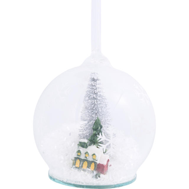 White Snowy Tree Scene Bauble - image 1