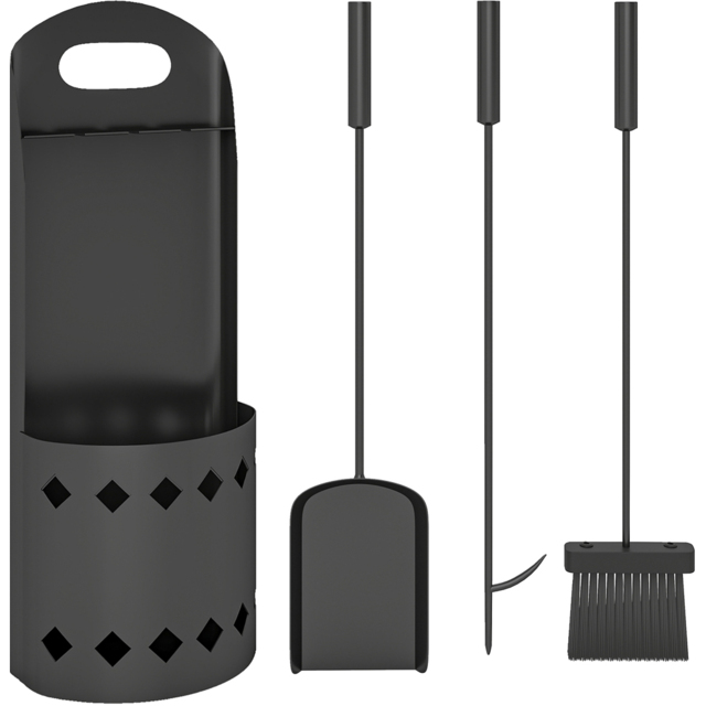 Outsunny Black Metal Fireplace Companion Set 4 Piece - image 1