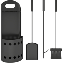 Outsunny Black Metal Fireplace Companion Set 4 Piece